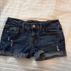 Aeropostale Blue Jean Shorts Distressed Cuffed